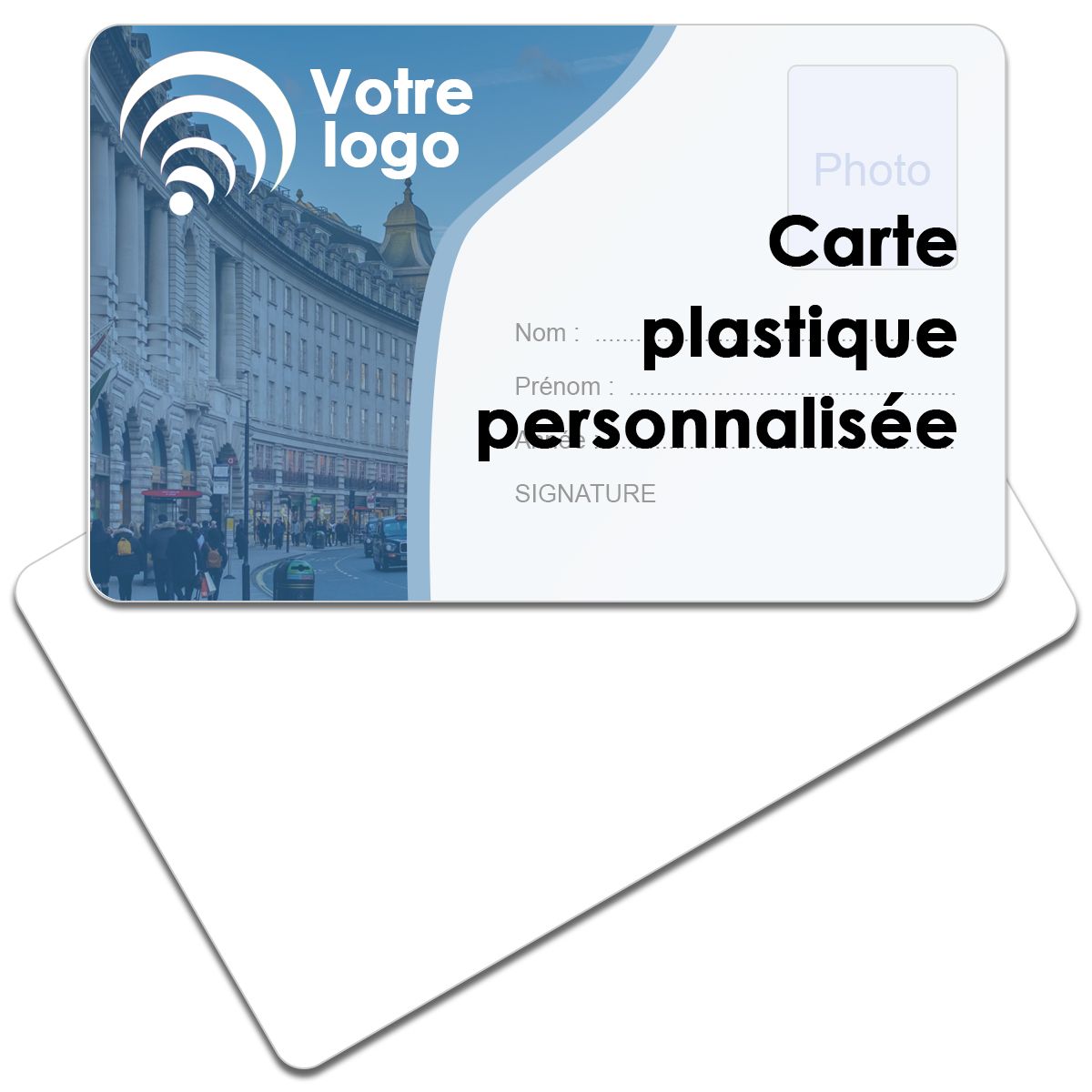 Carte plastique personnalisée format paysage recto