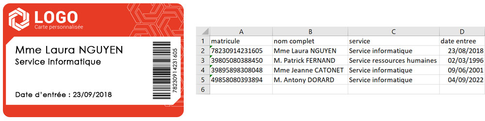 Exemple de fichier pour l'impression de texte et code barre