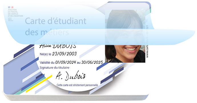 Fabrication de carte étudiant des métiers